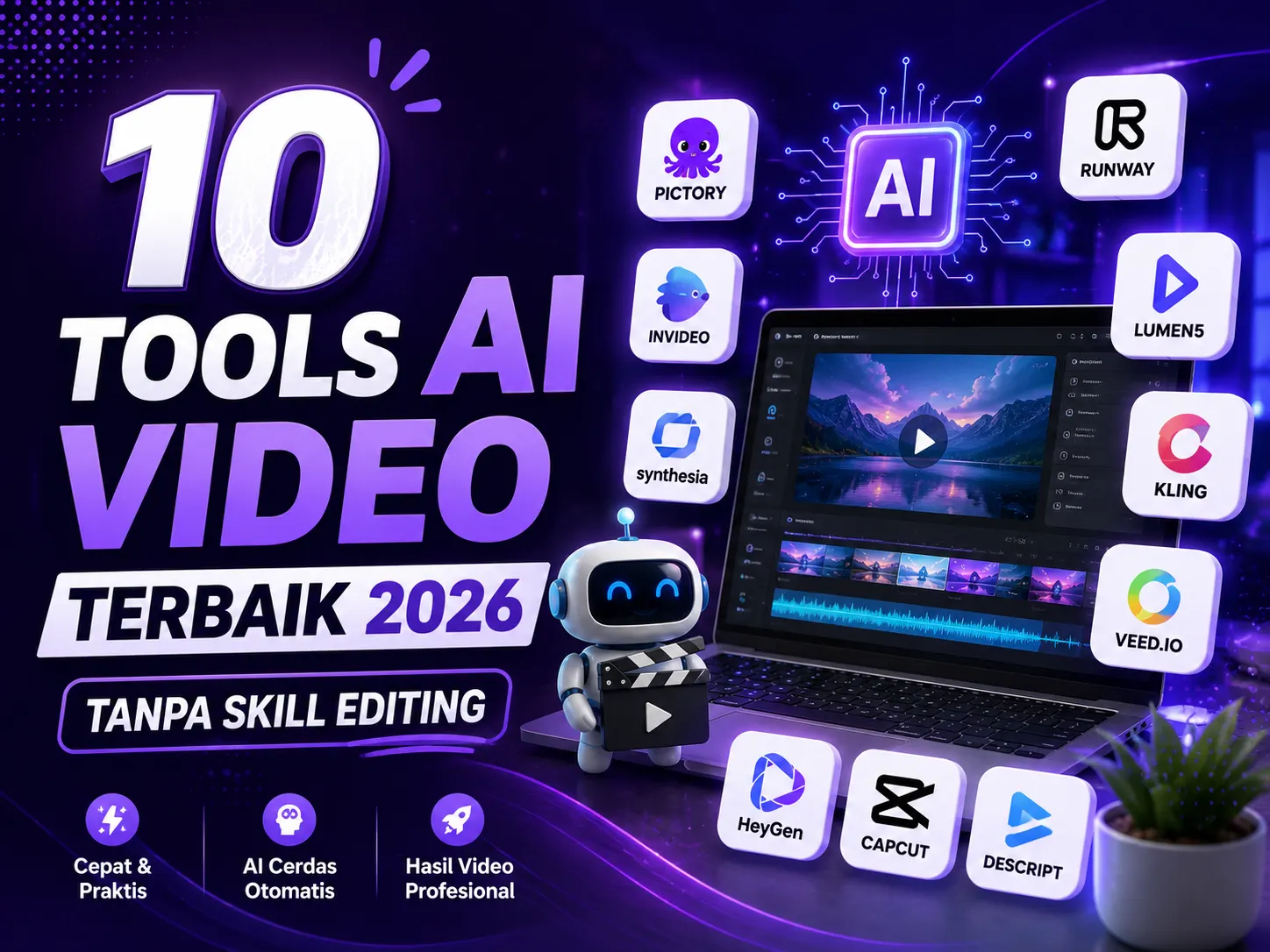 10 Tools AI Terbaik untuk Membuat Video Profesional Tanpa Skill Editing 2026