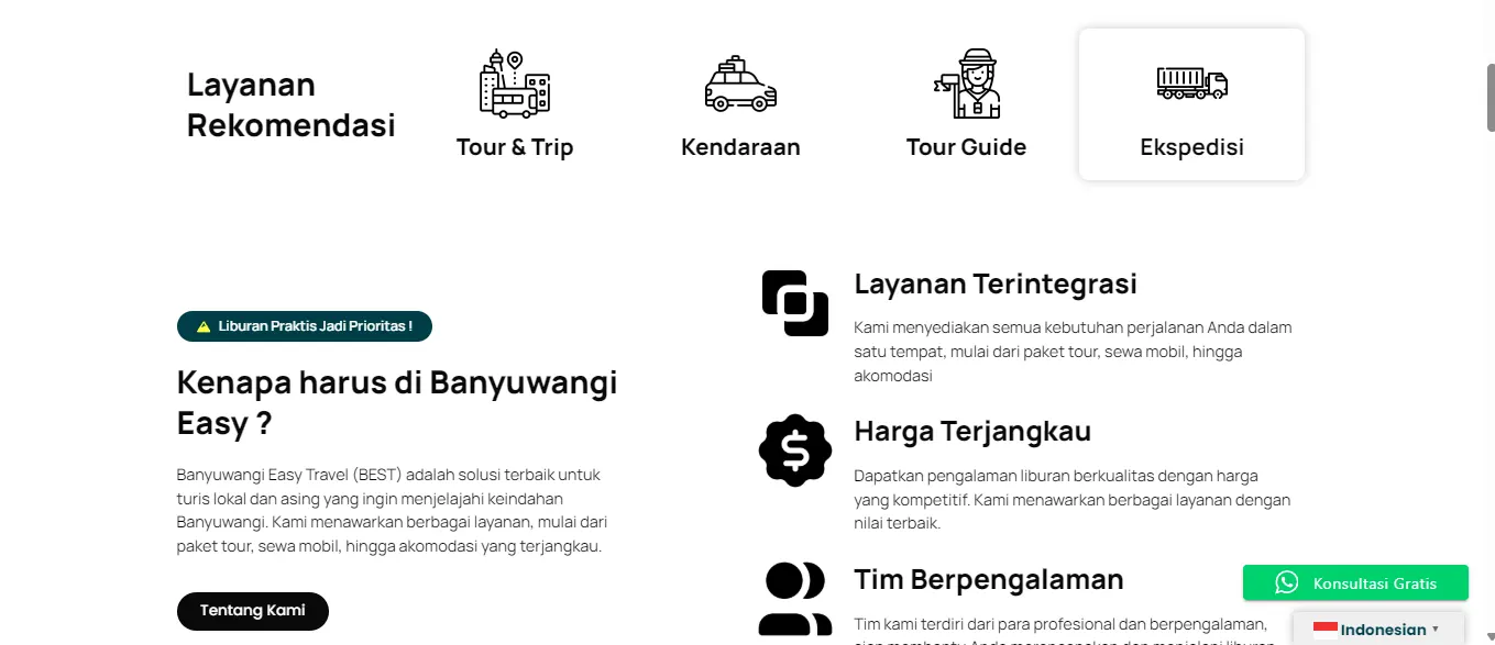 Galeri Website BEST (Banyuwangi Easy Travel)