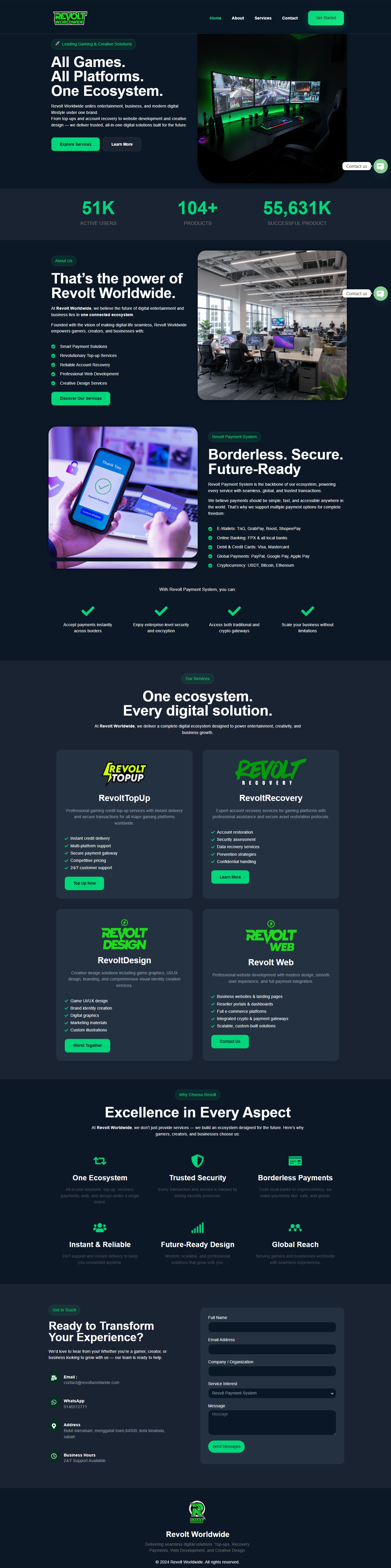 Galeri Landing Page Revolt Worldwide