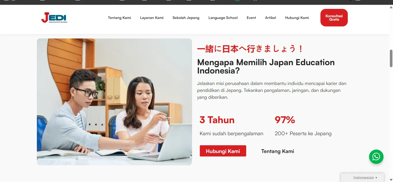 Galeri Website JEDI (Japan Education Indonesia)