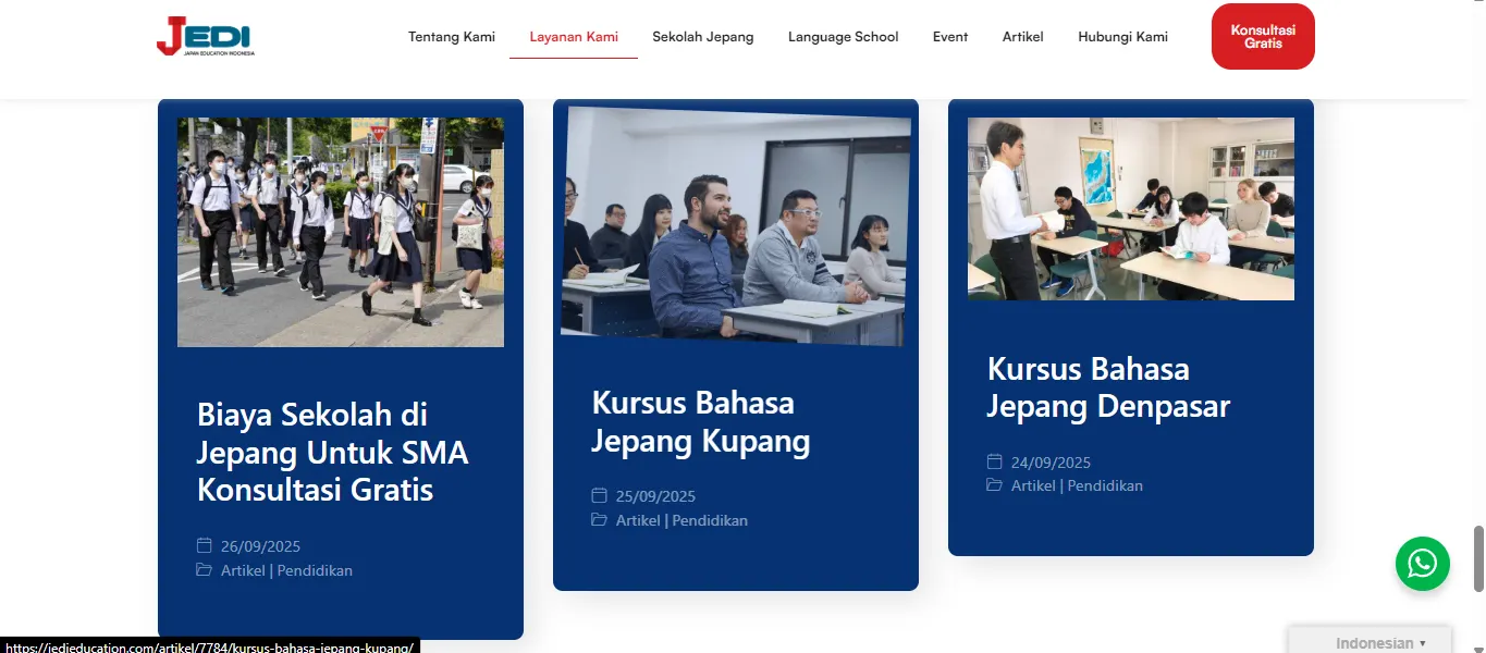 Galeri Website JEDI (Japan Education Indonesia)