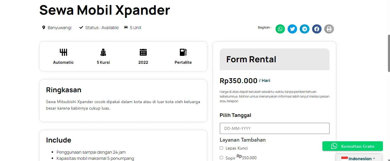 Galeri Website BEST (Banyuwangi Easy Travel)